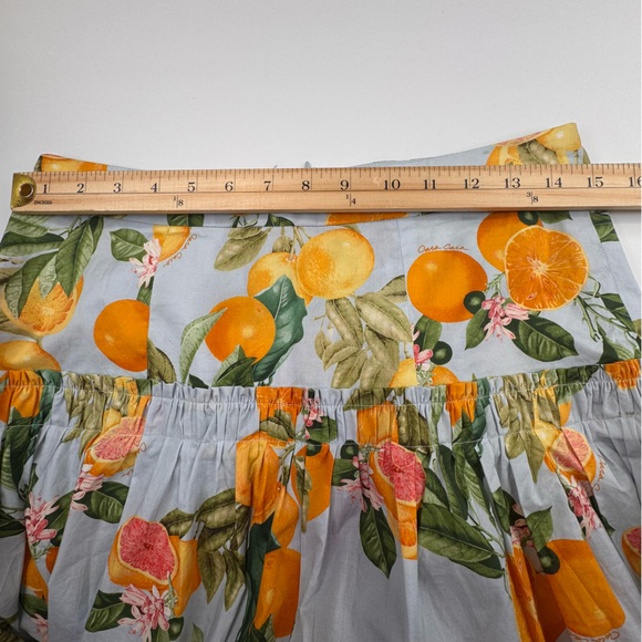 Cara Cara Skirt Women’s 8 Cotton Yellow Citrus Alessandra Print Ruffled Trim Zip - Picture 15 of 16